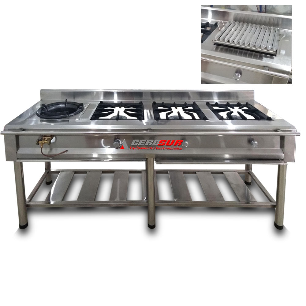 Cocina industrial chifera con parrilla