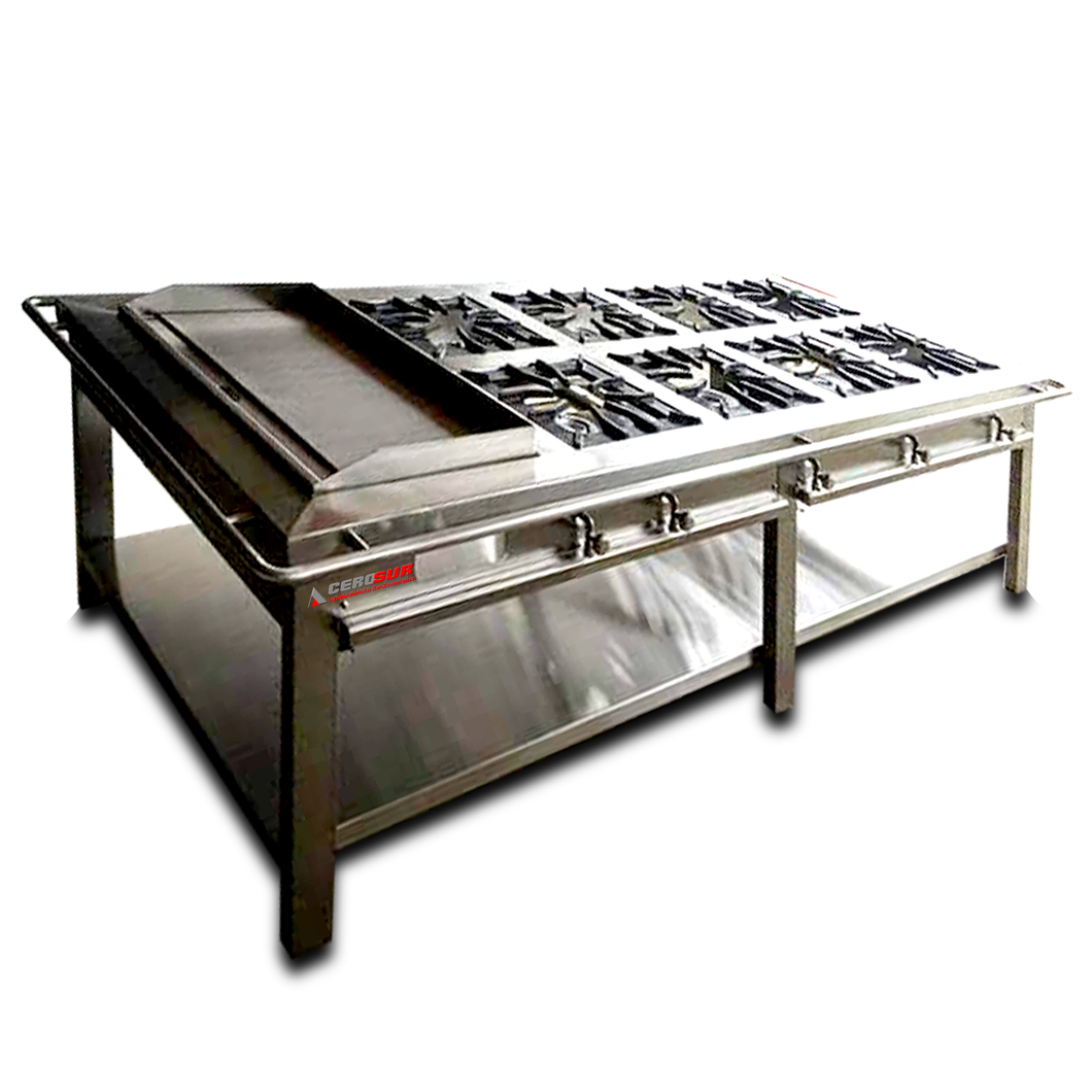 Cocina isla industrial con plancha CI 39